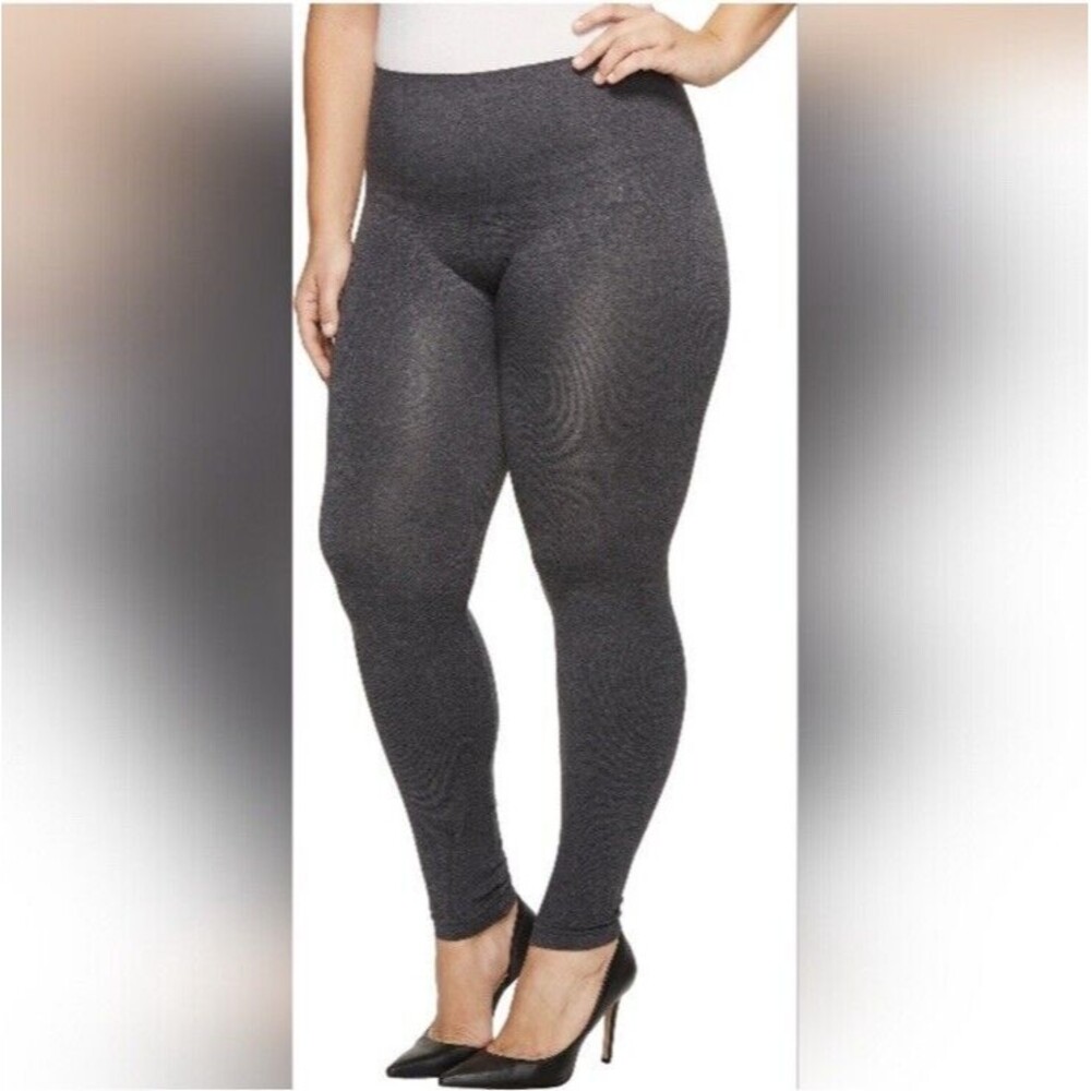 Spanx Gray Leggings Plus Size 3X Pull On Shapewear Full Length Bottoms Dark